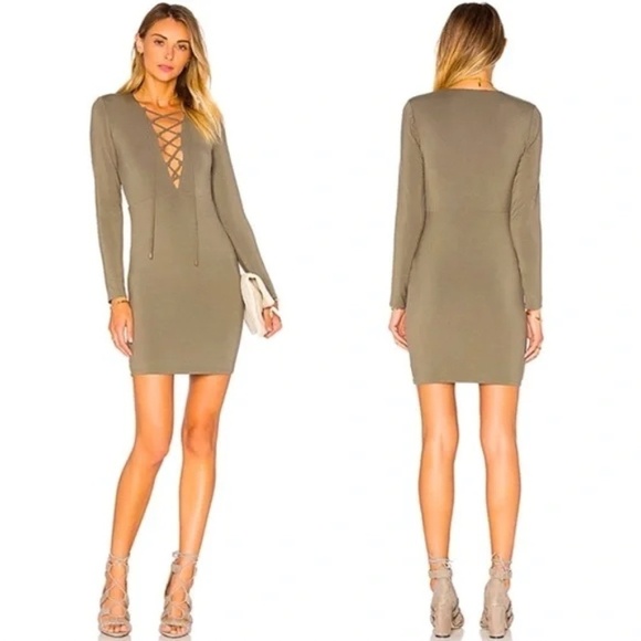 Lovers + Friends Dresses & Skirts - LOVERS + FRIENDS | Union Long Sleeve Lace Up Dress in Moss Green | Size Small